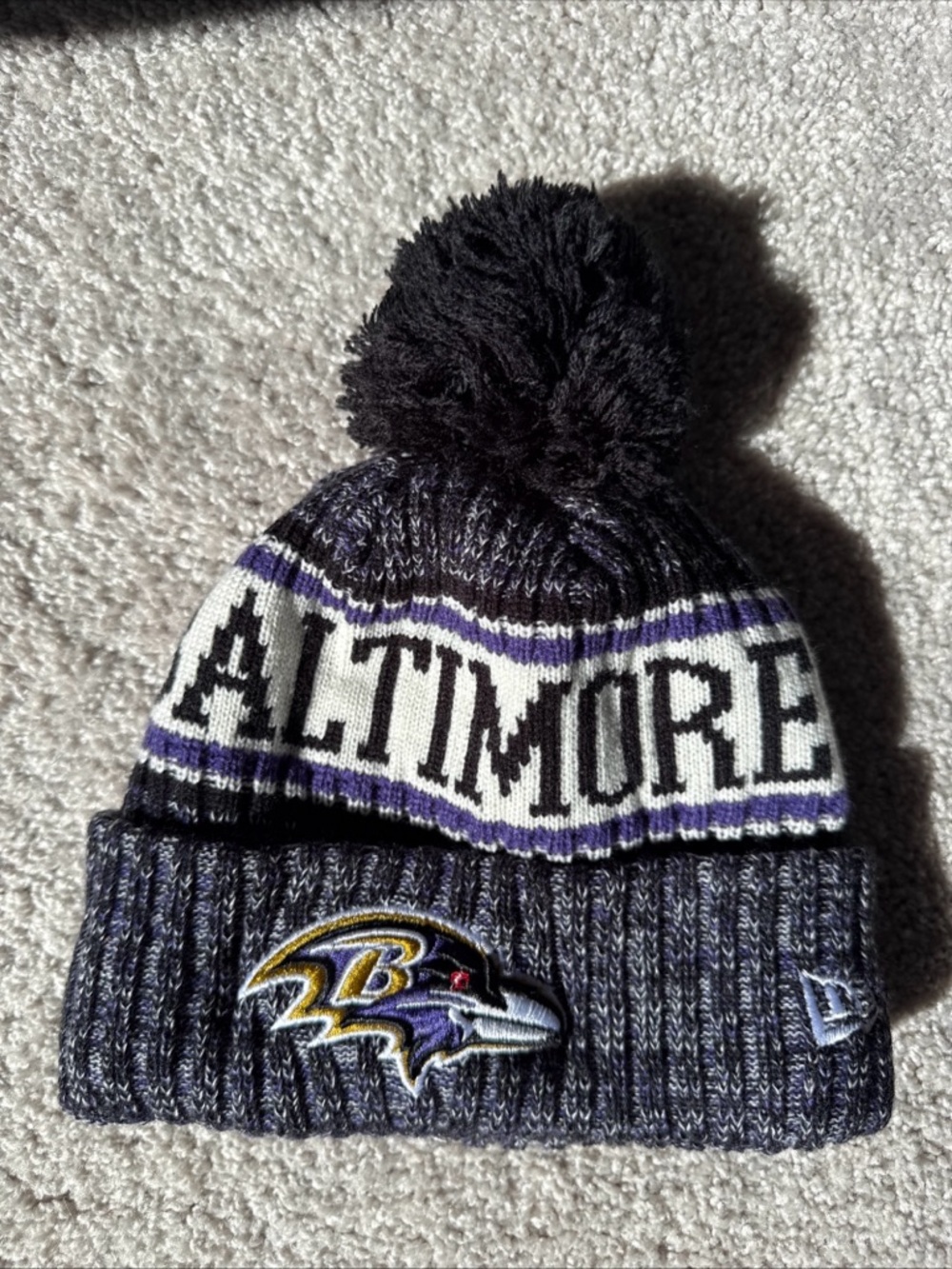 NWOT New Era Baltimore Ravens‎ Knit Hat Pom 2018 Season Field Issued